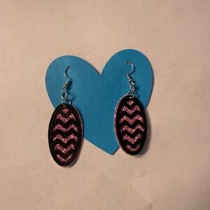 Hand Crafted Pink and Black Chevron Earrings